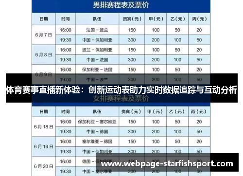 体育赛事直播新体验：创新运动表助力实时数据追踪与互动分析